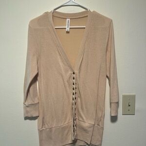 Beige Button-Up Cardigan